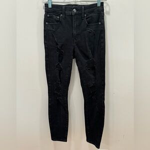 Aeropostale High Rise Jegging 4 Reg Black Distressed